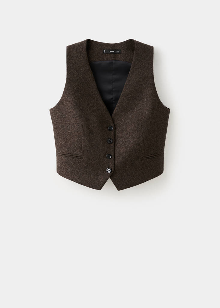 Speckled wool waistcoat — Brown