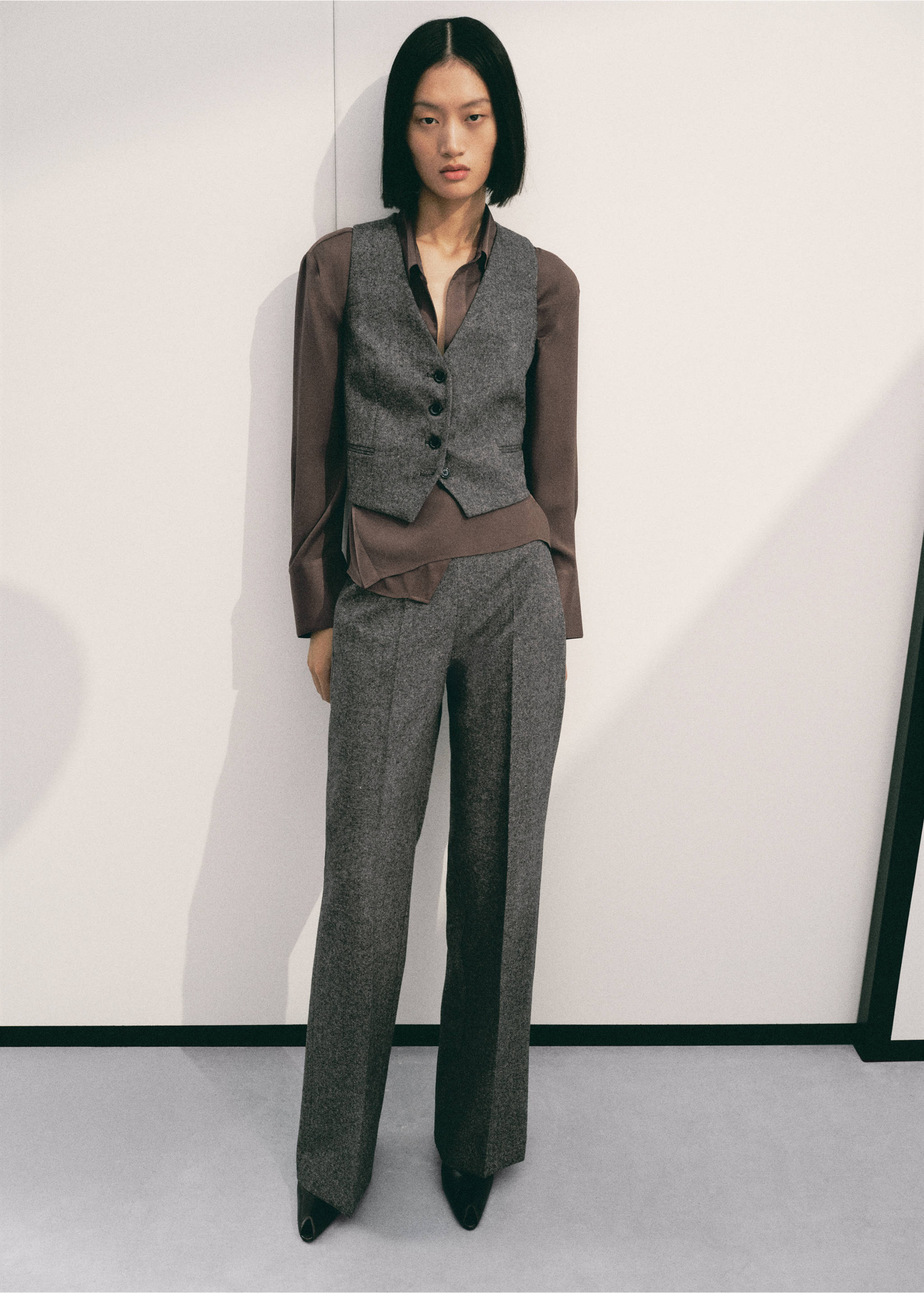 Gilet laine jaspée - Plan général, Gris. Ref: 17027913-00.