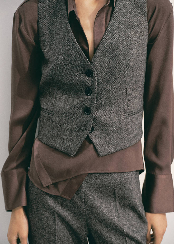 Speckled wool waistcoat — Grey