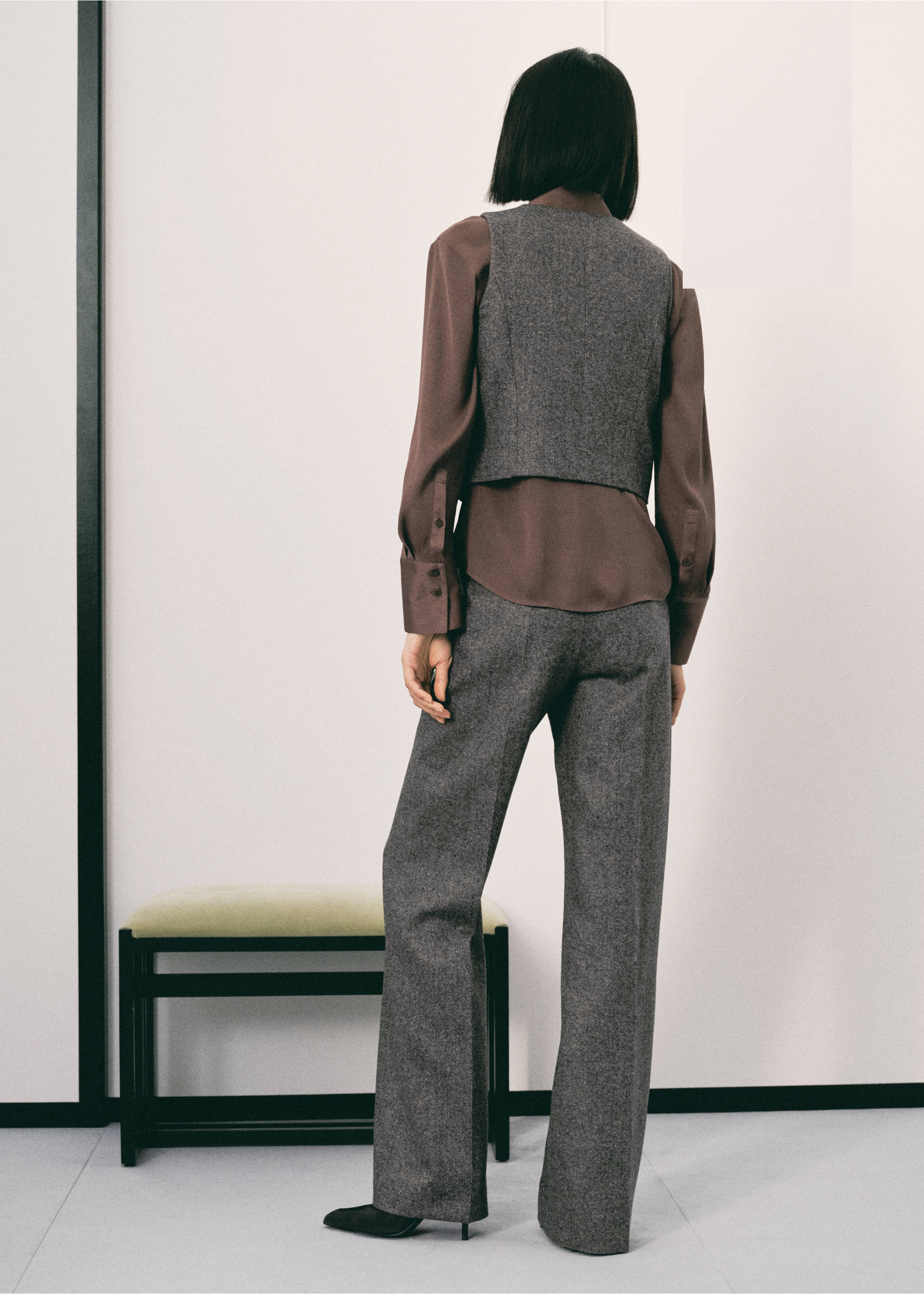 Gilet laine jaspée - Verso de l’article, Gris. Ref: 17027913-00.