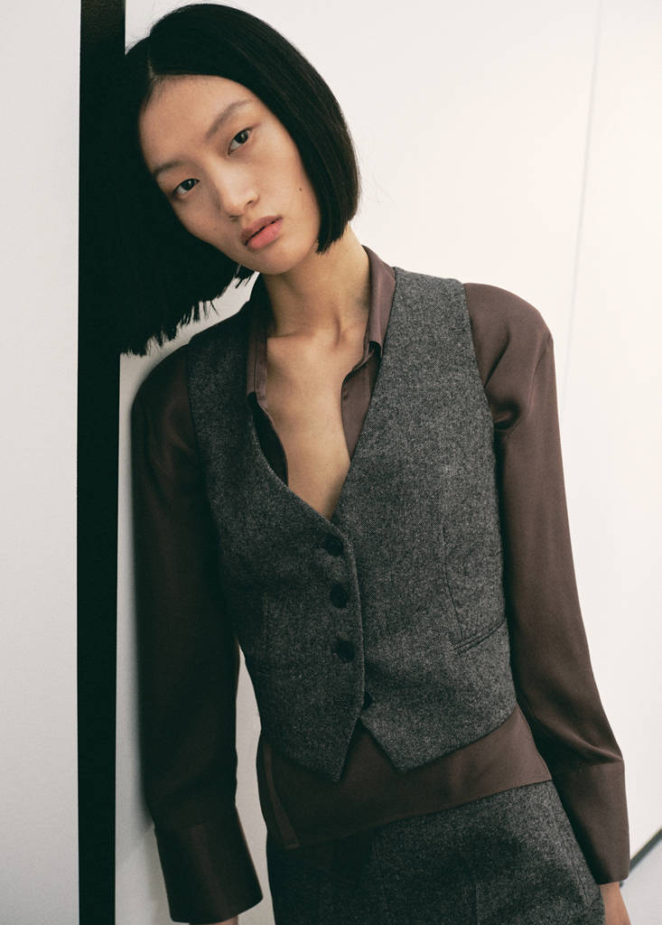 Speckled wool waistcoat — Grey