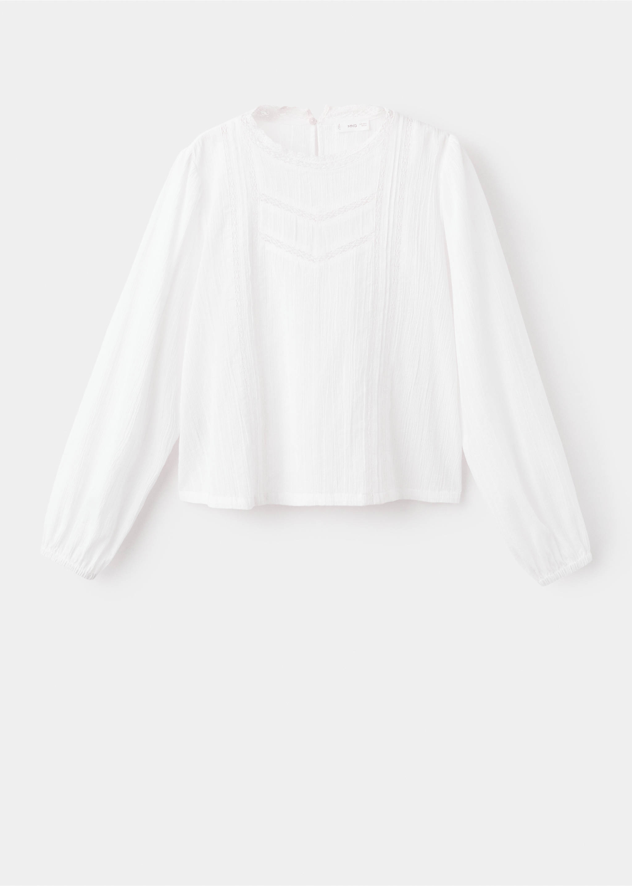 레이스 트림 코튼 블라우스 - 모델 없는 상품, 오프 화이트. Ref: 17028269-00.