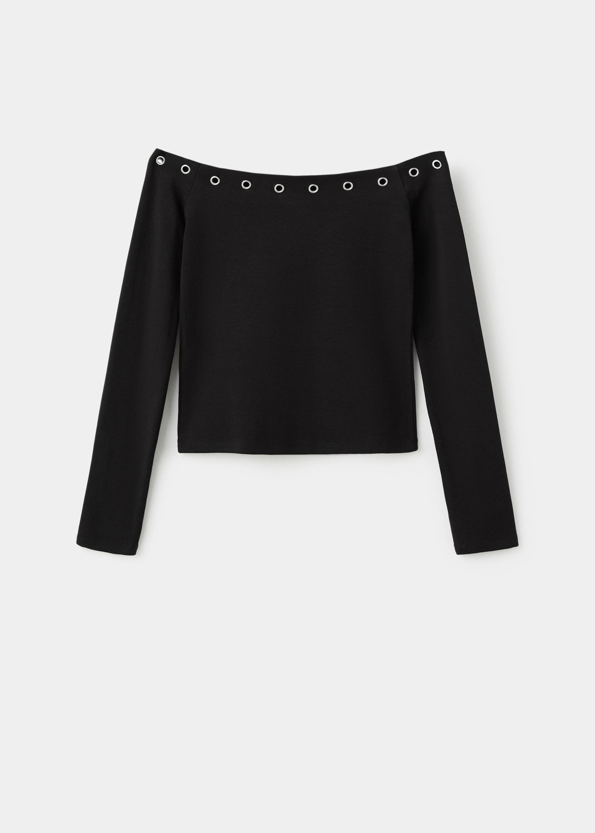 Boat-neck t-shirt with studs - Article without model