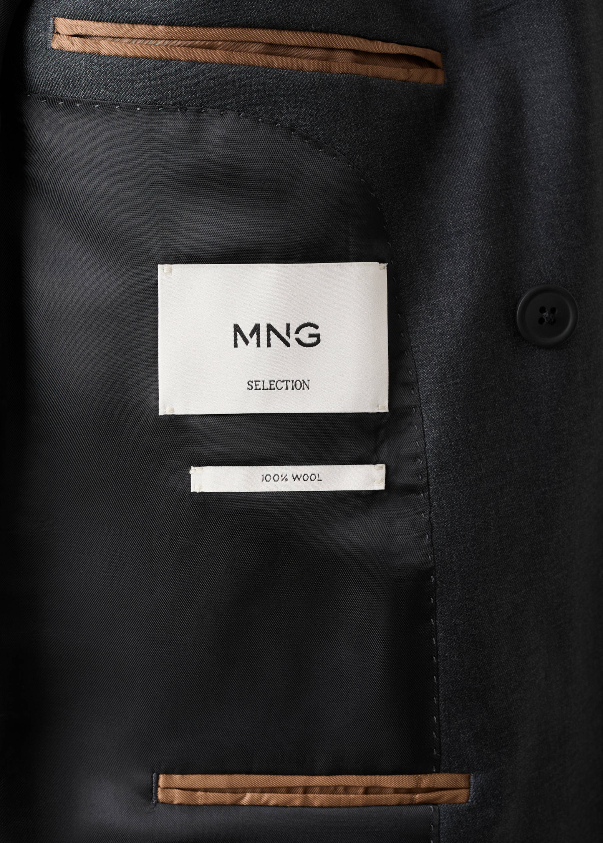 100%羊毛法兰绒双排扣西装外套 - null