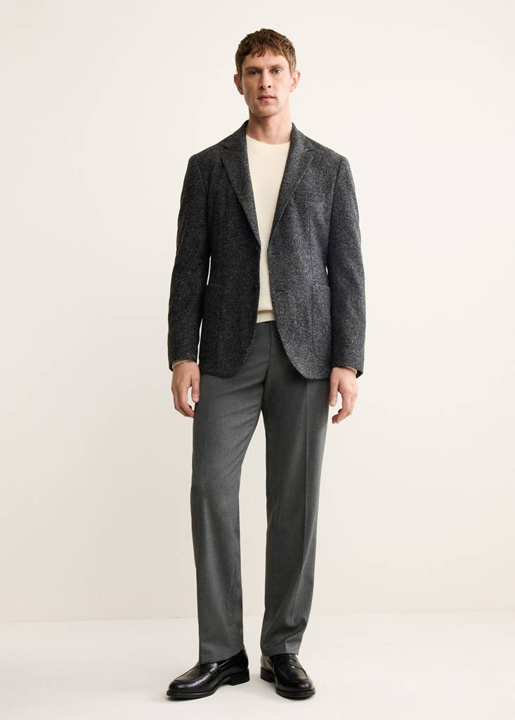 Slim fit wool blend blazer — Dark Heather Grey