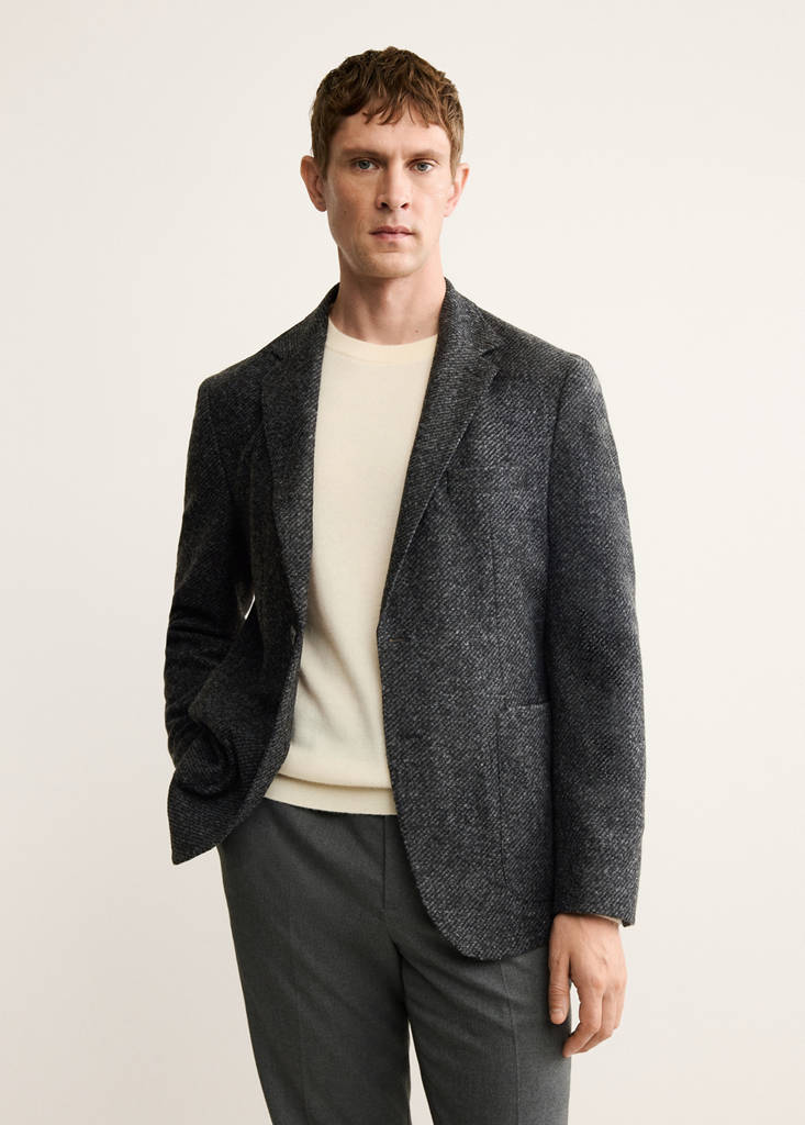Slim fit wool blend blazer — Dark Heather Grey