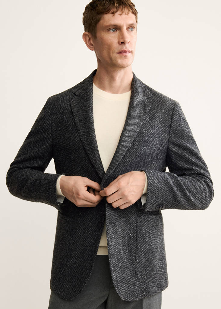 Slim fit wool blend blazer — Dark Heather Grey