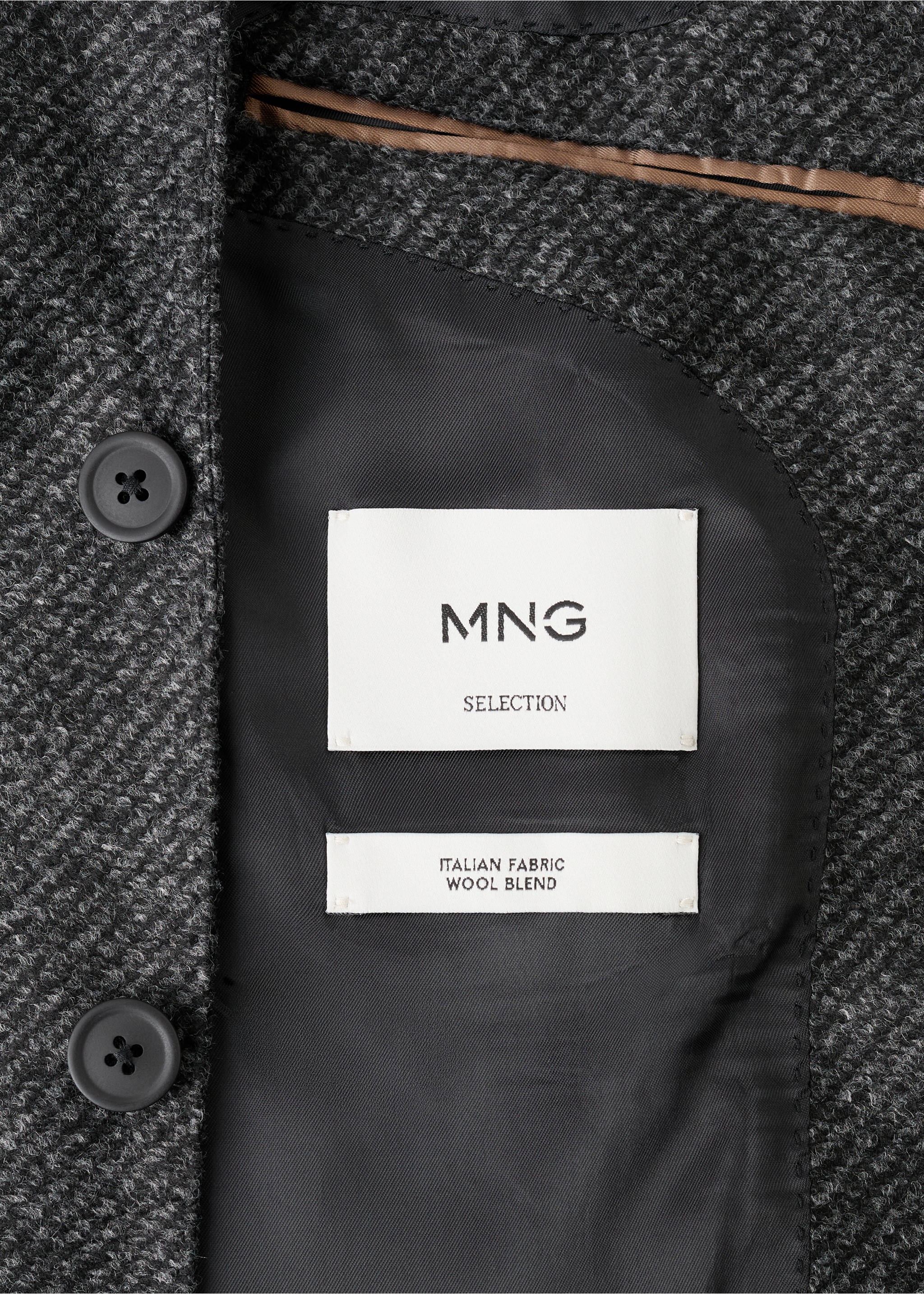 Veste laine mélangée slim-fit - Détail de l'article 0, Gris chiné foncé. Ref: 17028275-00.