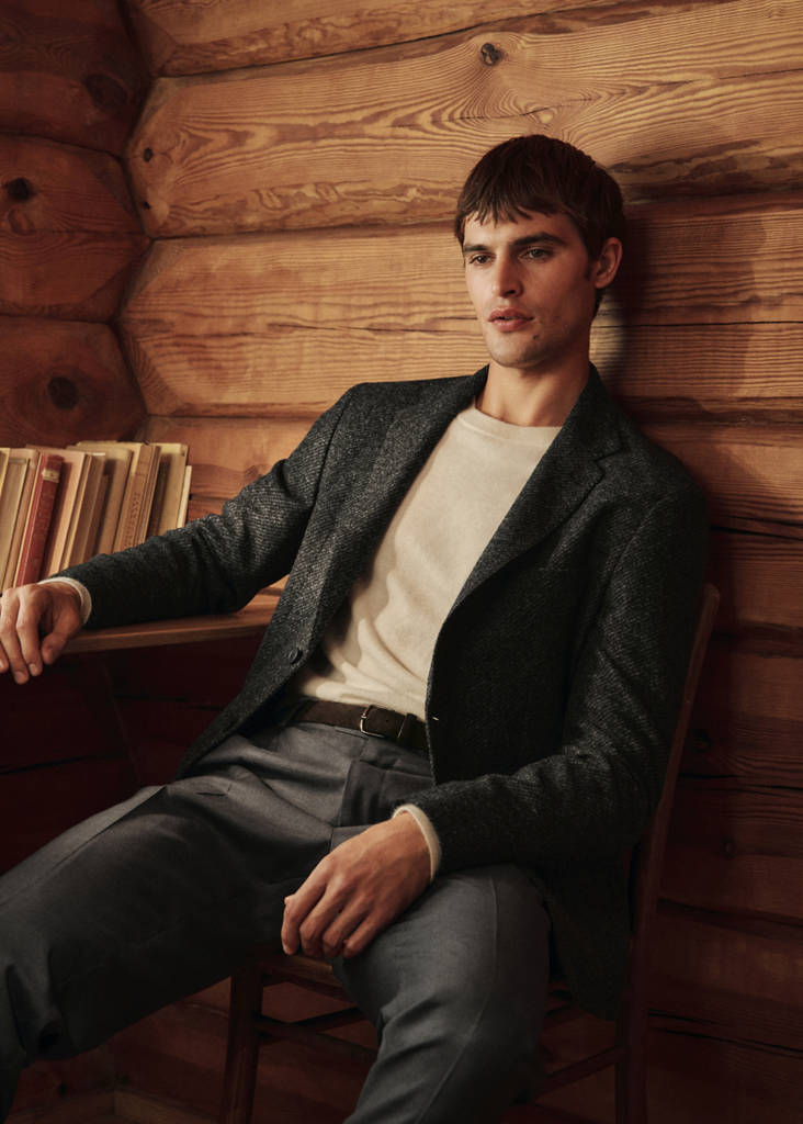 Slim fit wool blend blazer — Dark Heather Grey