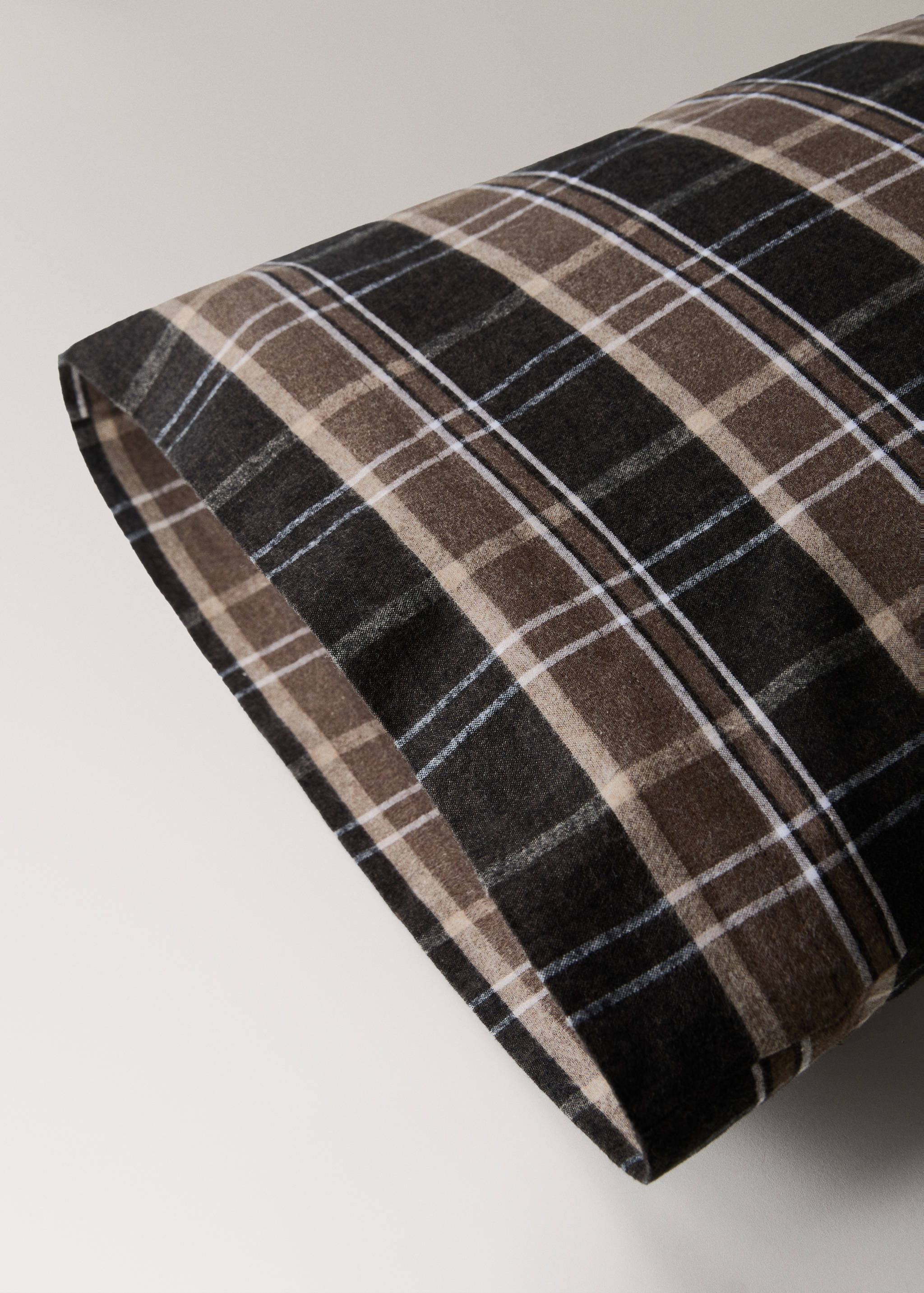 Kopfkissenbezug aus Baumwollflanell, Melange-Garn, kariert, 45 x 110 cm - Detail des Artikels 1