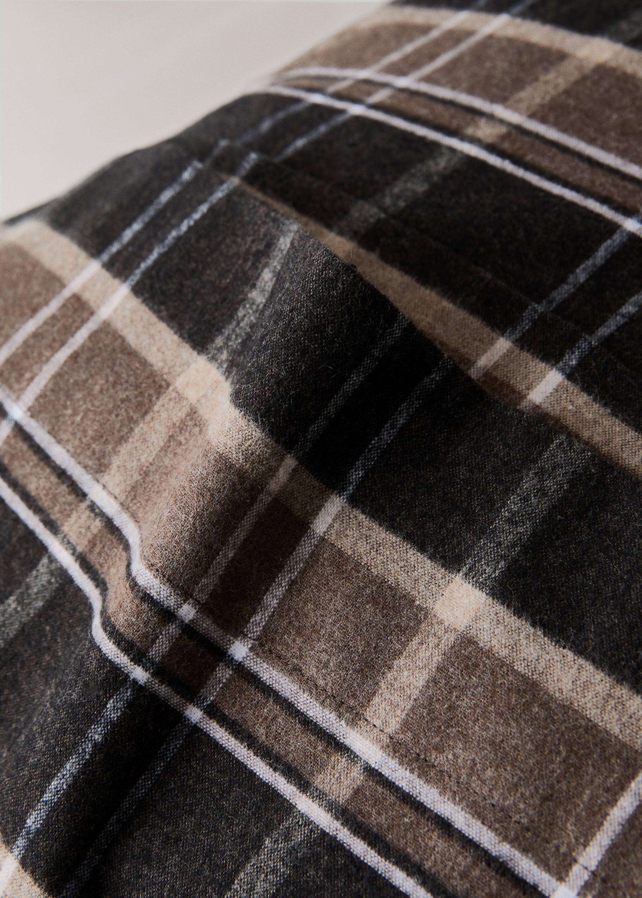 Kopfkissenbezug aus Baumwollflanell, Melange-Garn, kariert, 45 x 110 cm - Detail des Artikels 2