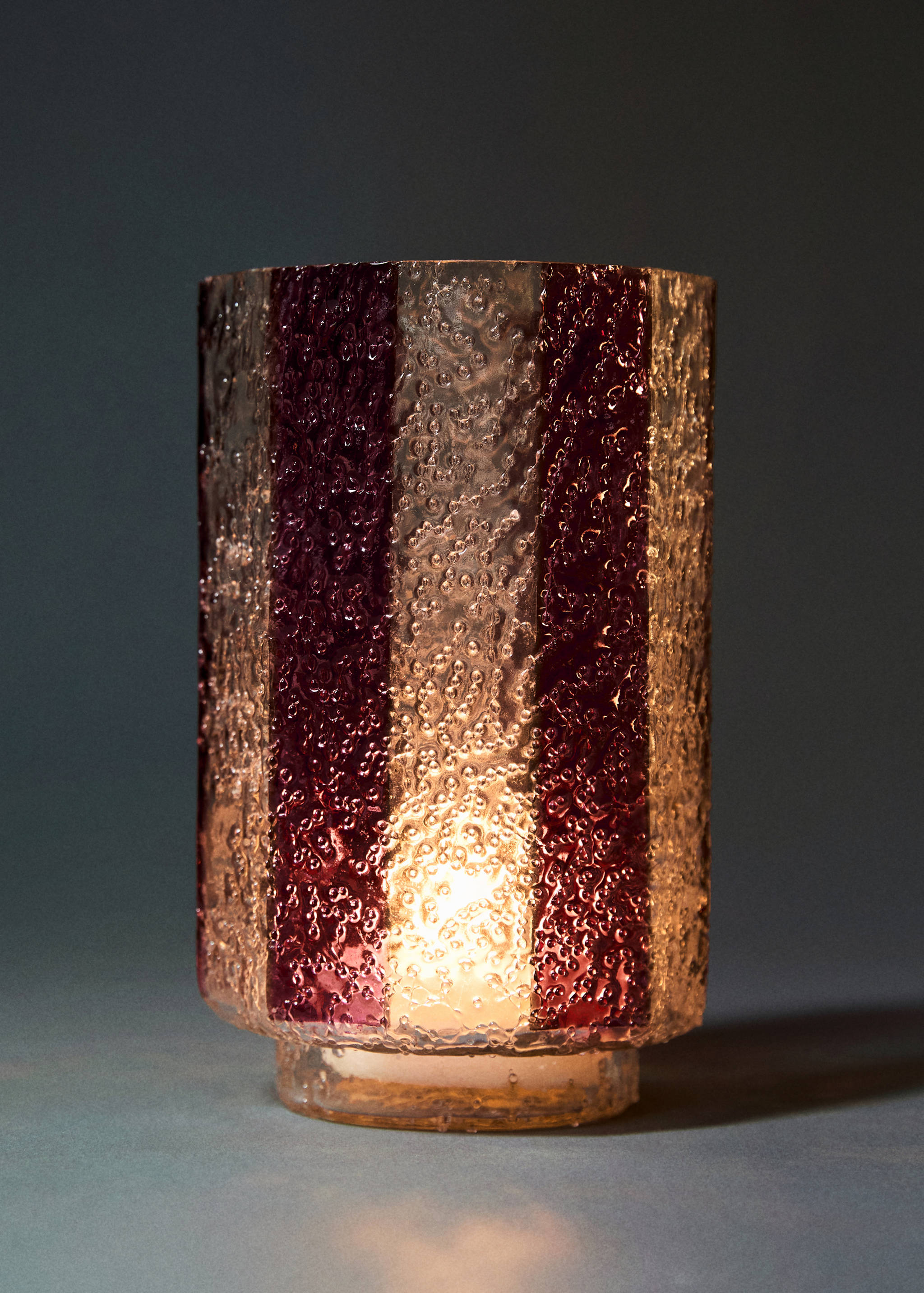 Large striped glass candle holder - General plane