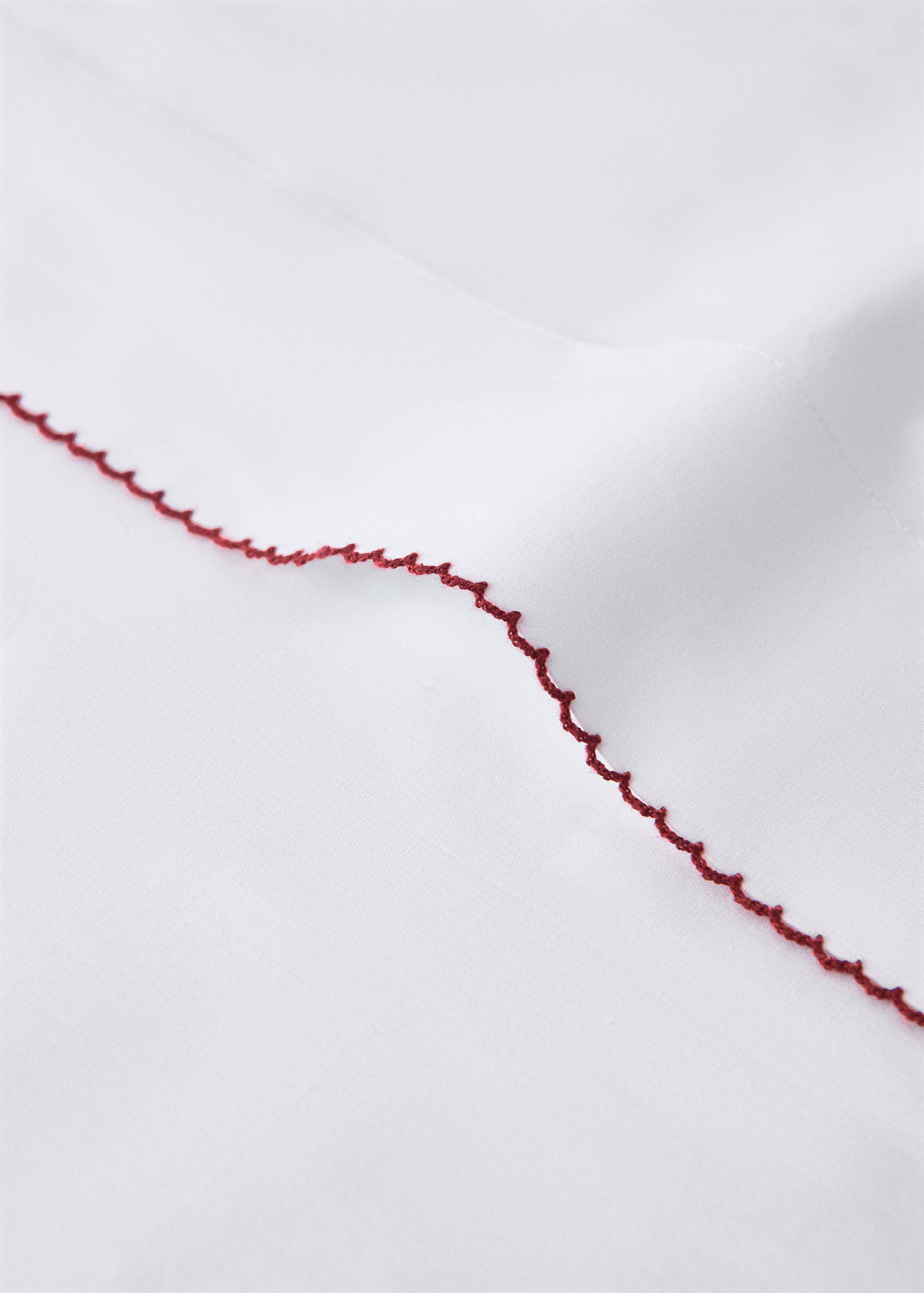 Percale cotton top sheet with contrasting picot detail for cot - Details of the article 1
