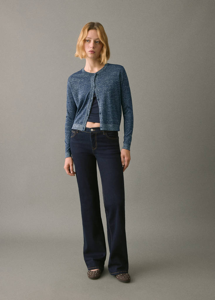 Lurex knitted cardigan — Navy