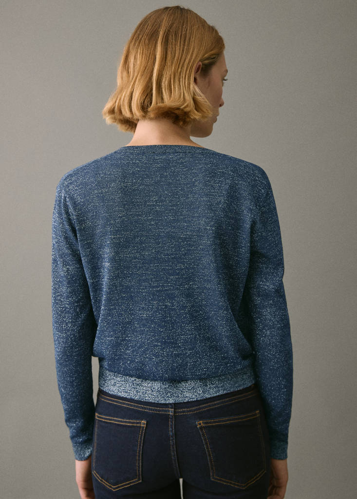 Lurex knitted cardigan — Navy