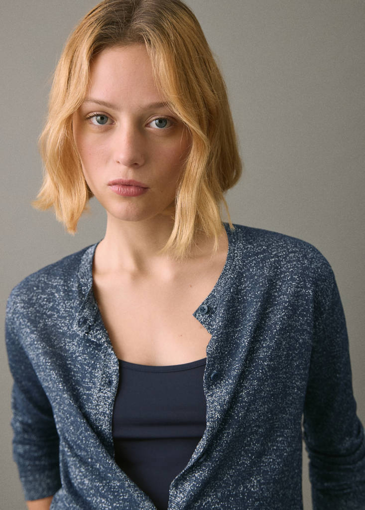 Lurex knitted cardigan — Navy