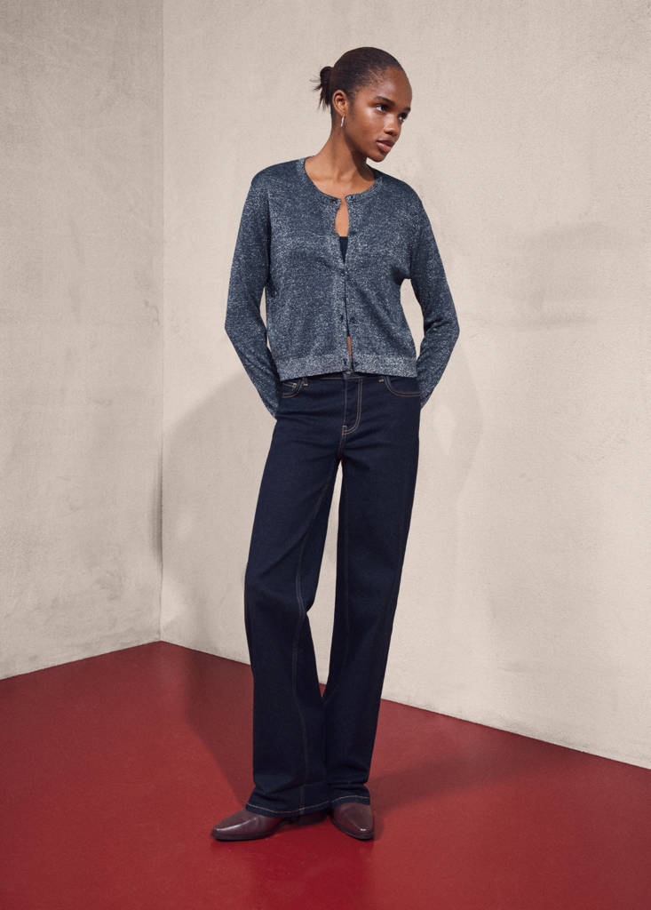 Lurex knitted cardigan — Navy