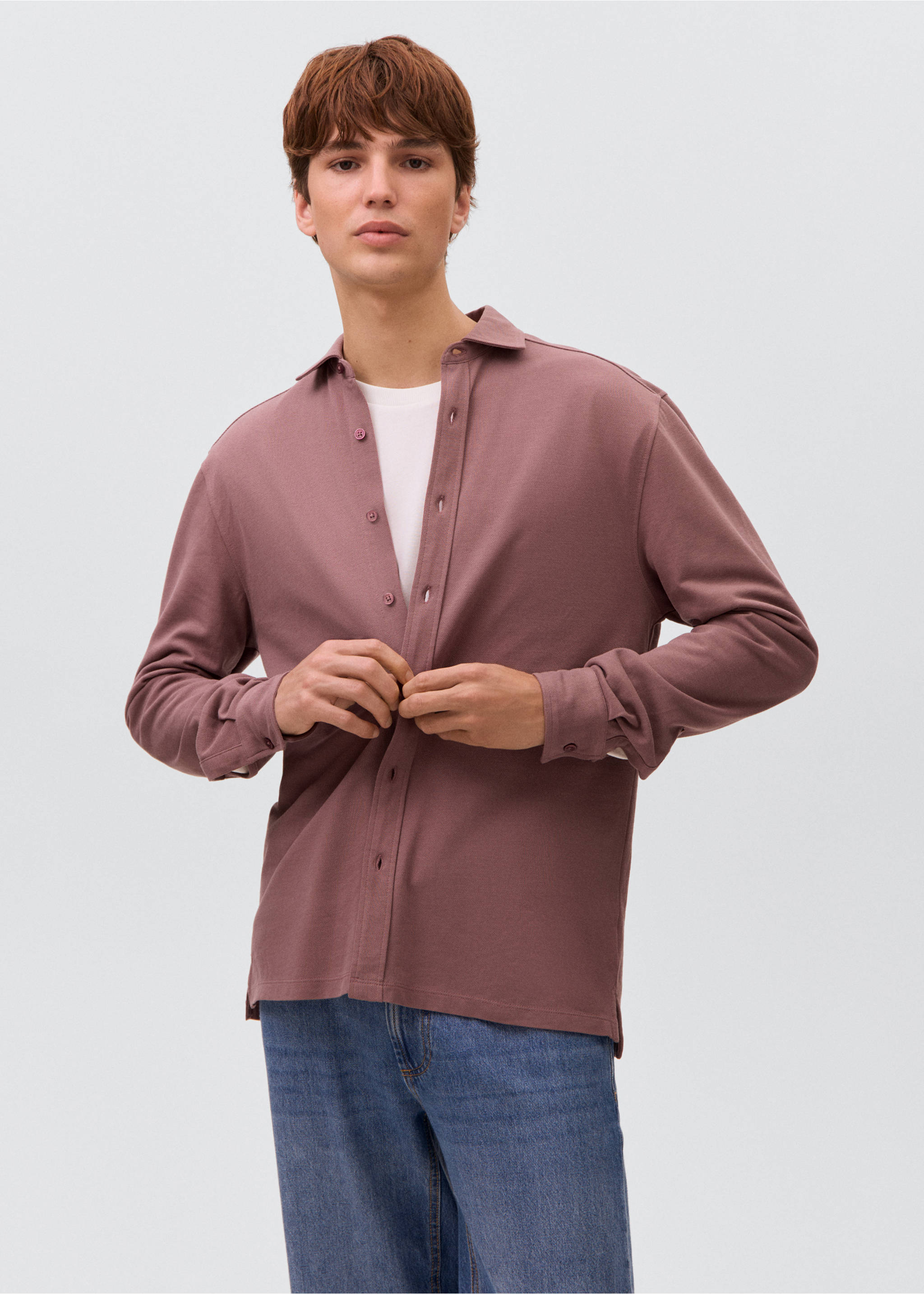 Camisa polo algodón - Plano medio, Rosa. Ref: 17028637-00.