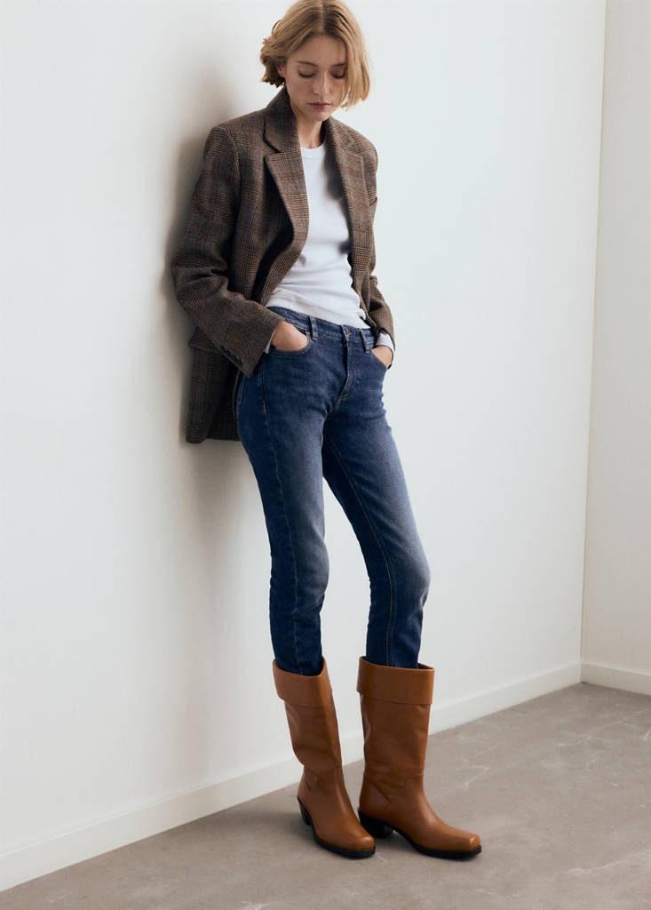 MANGO - Bottes cuir boucanier cognac - 38