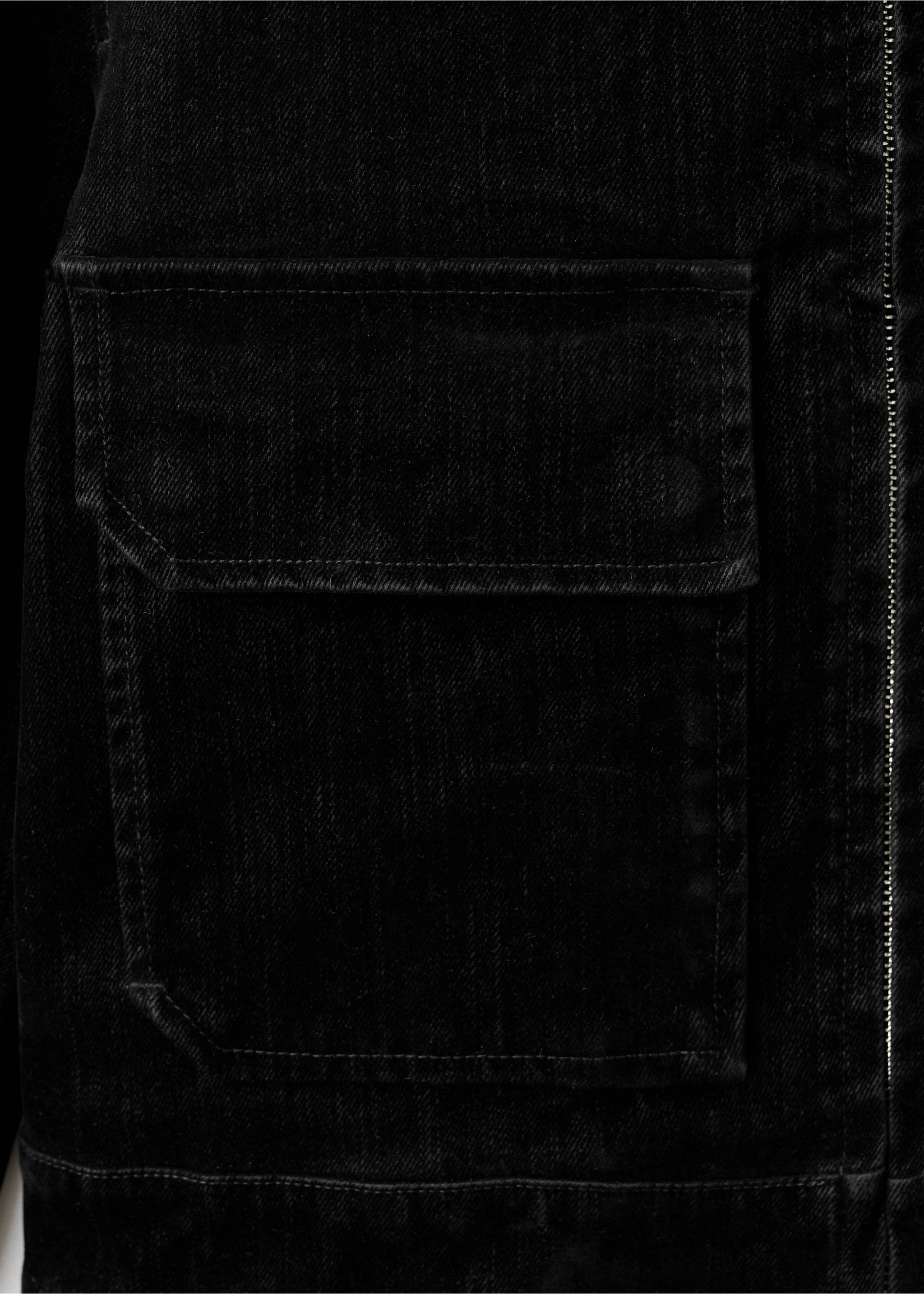 Velvet jacket with fur collar - Details of the article 8, Black. Ref: 17029099-00.