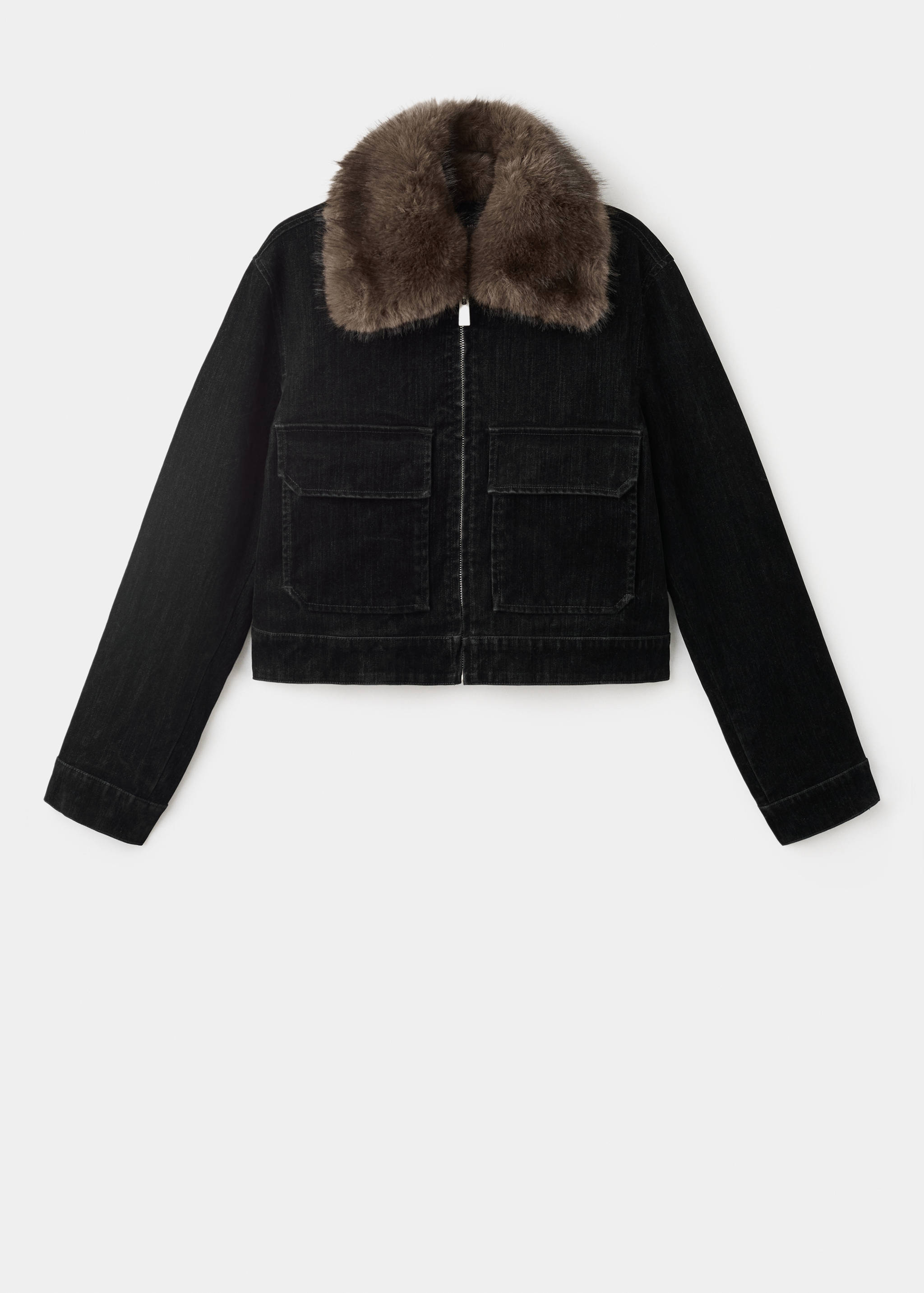 Veste en velours col fourrure - Article sans modèle