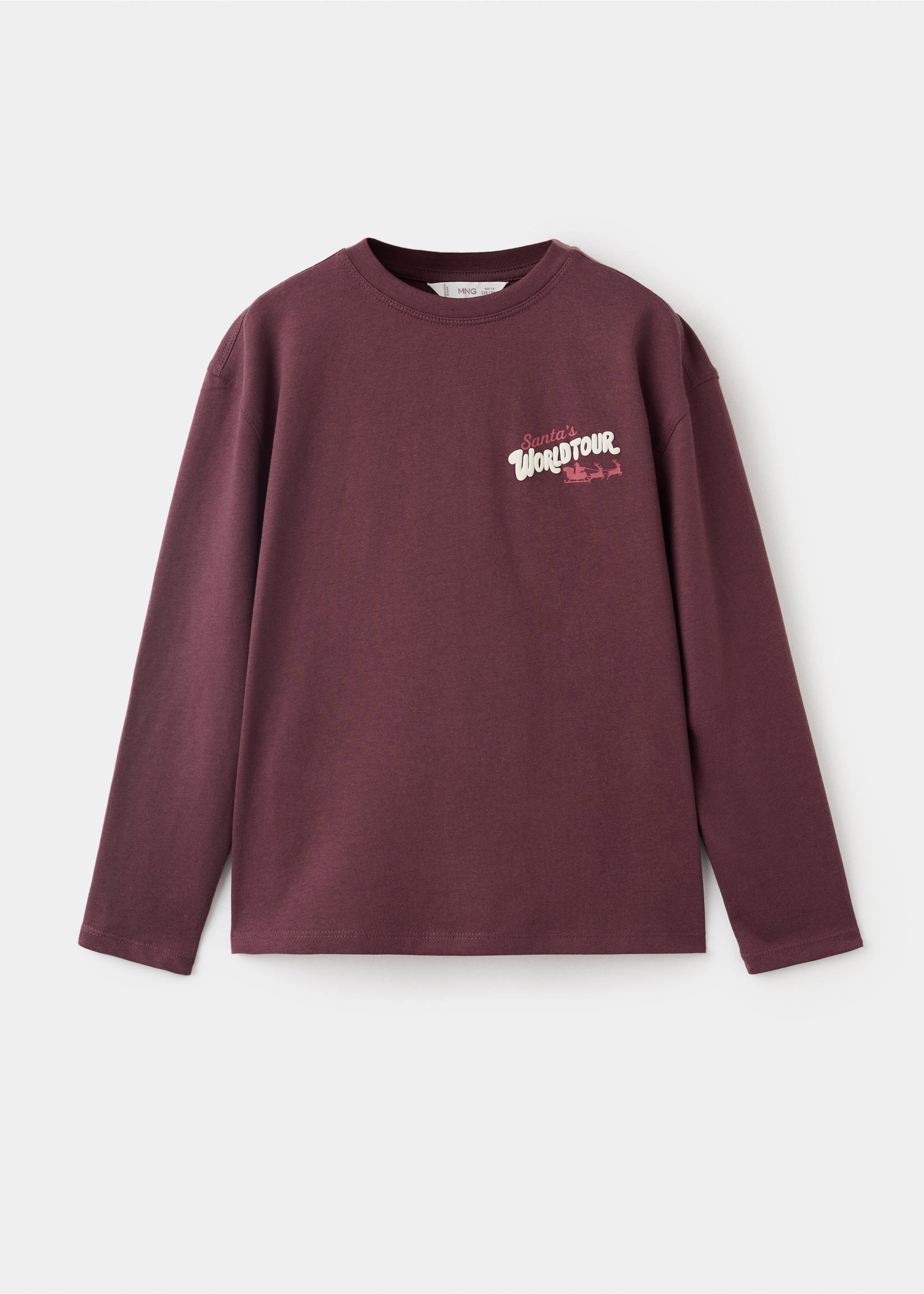 Christmas-print t-shirt - Article without model, Maroon. Ref: 17029101-00.