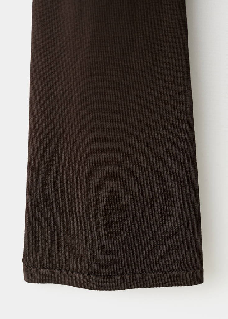 Fine-knit dress with asymmetrical sleeves — Chocolate