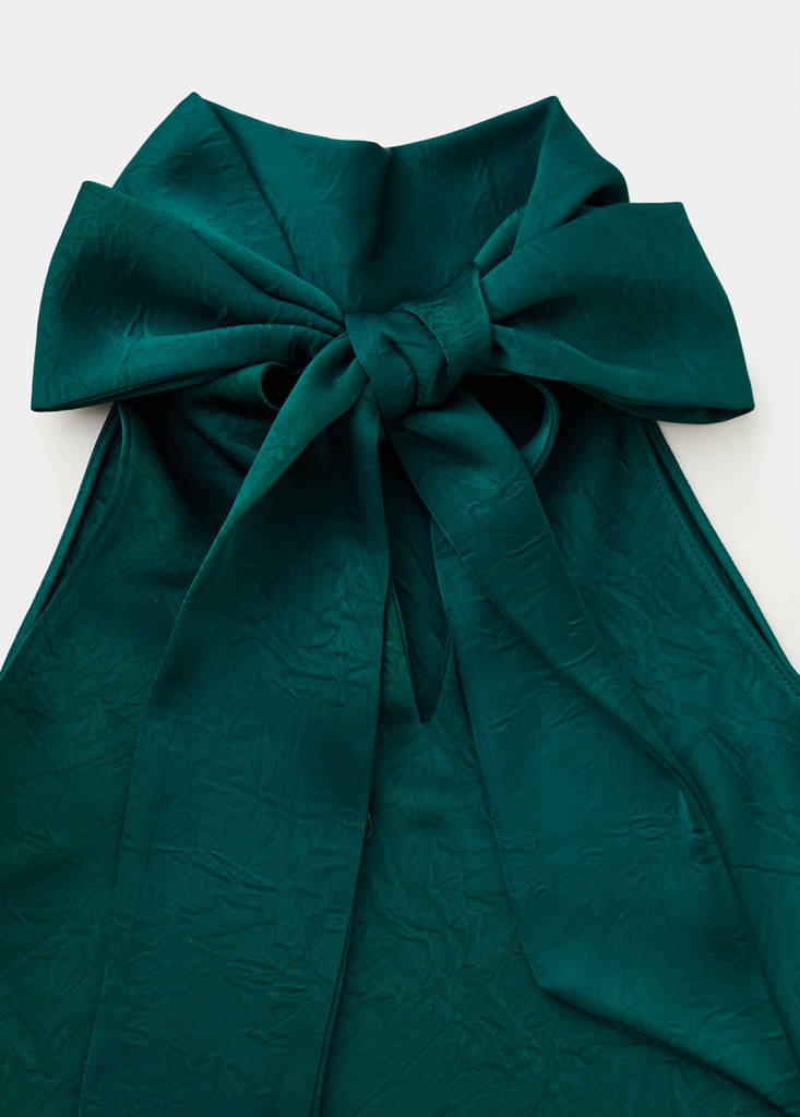 Satin dress with creased effect — Green
