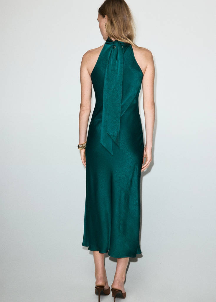 Satin dress with creased effect — Green