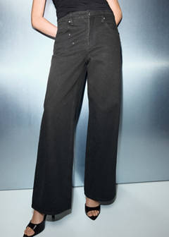 Wide leg jeans with rhinestones — Black denim 1