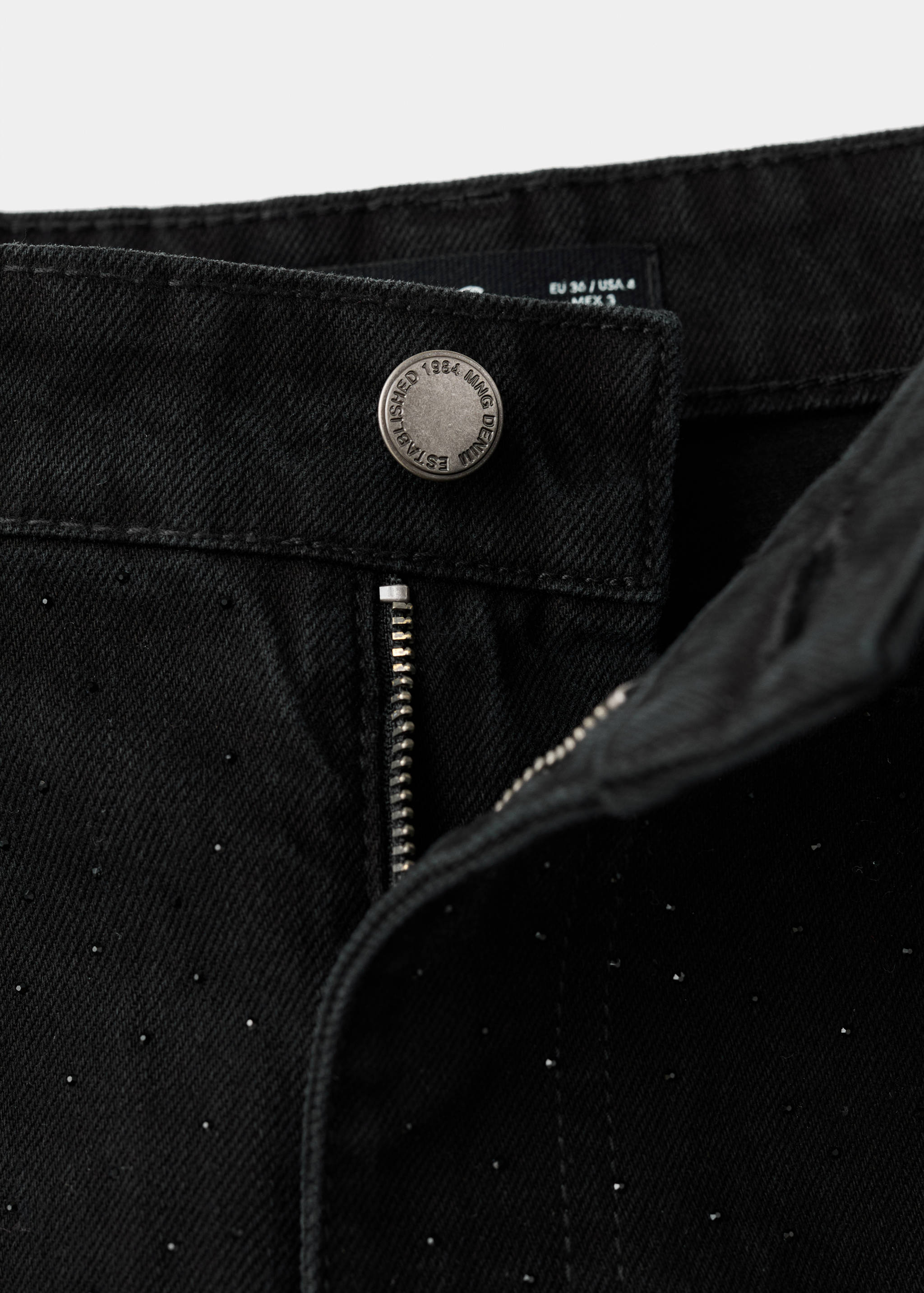 Джинсы wide leg со стразами - Деталь изделия 0