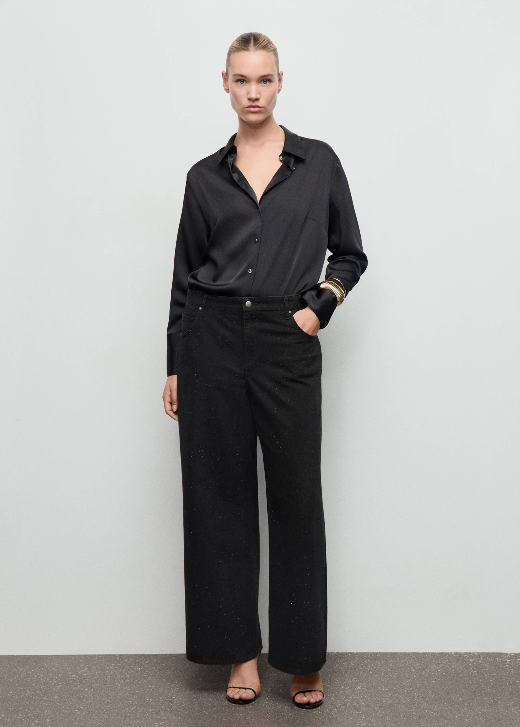 Джинсы wide leg со стразами - Деталь изделия 3