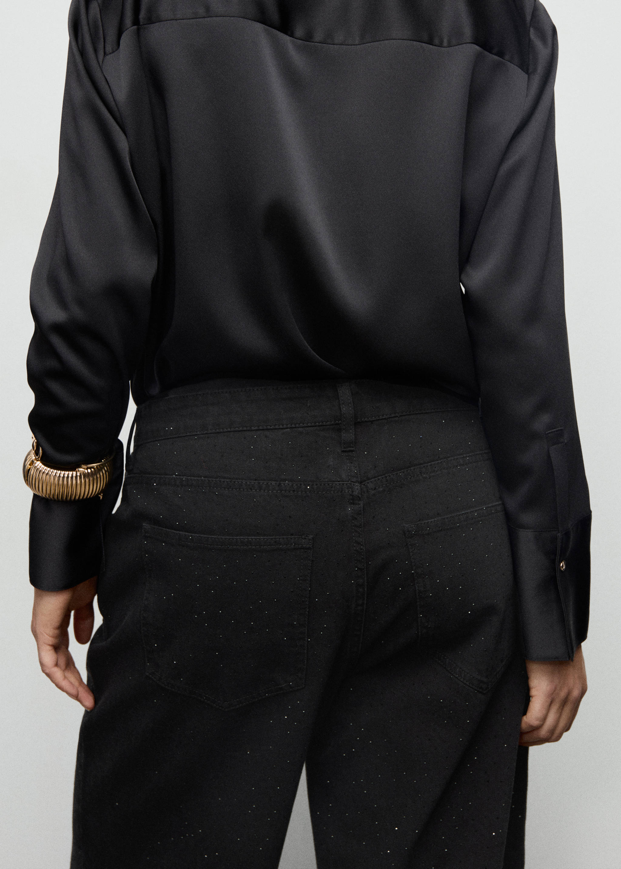 Джинсы wide leg со стразами - Деталь изделия 4