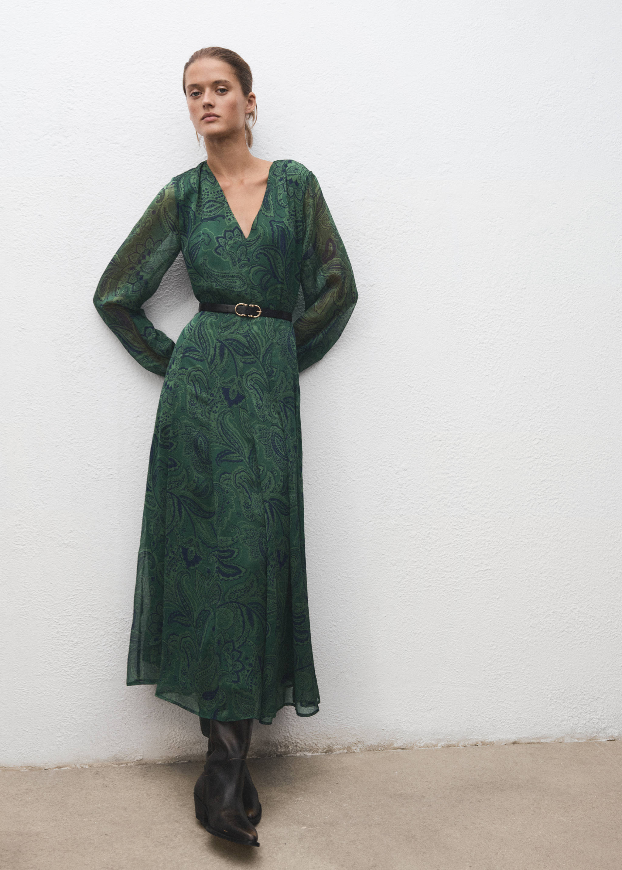 Belt printed dress - General plane