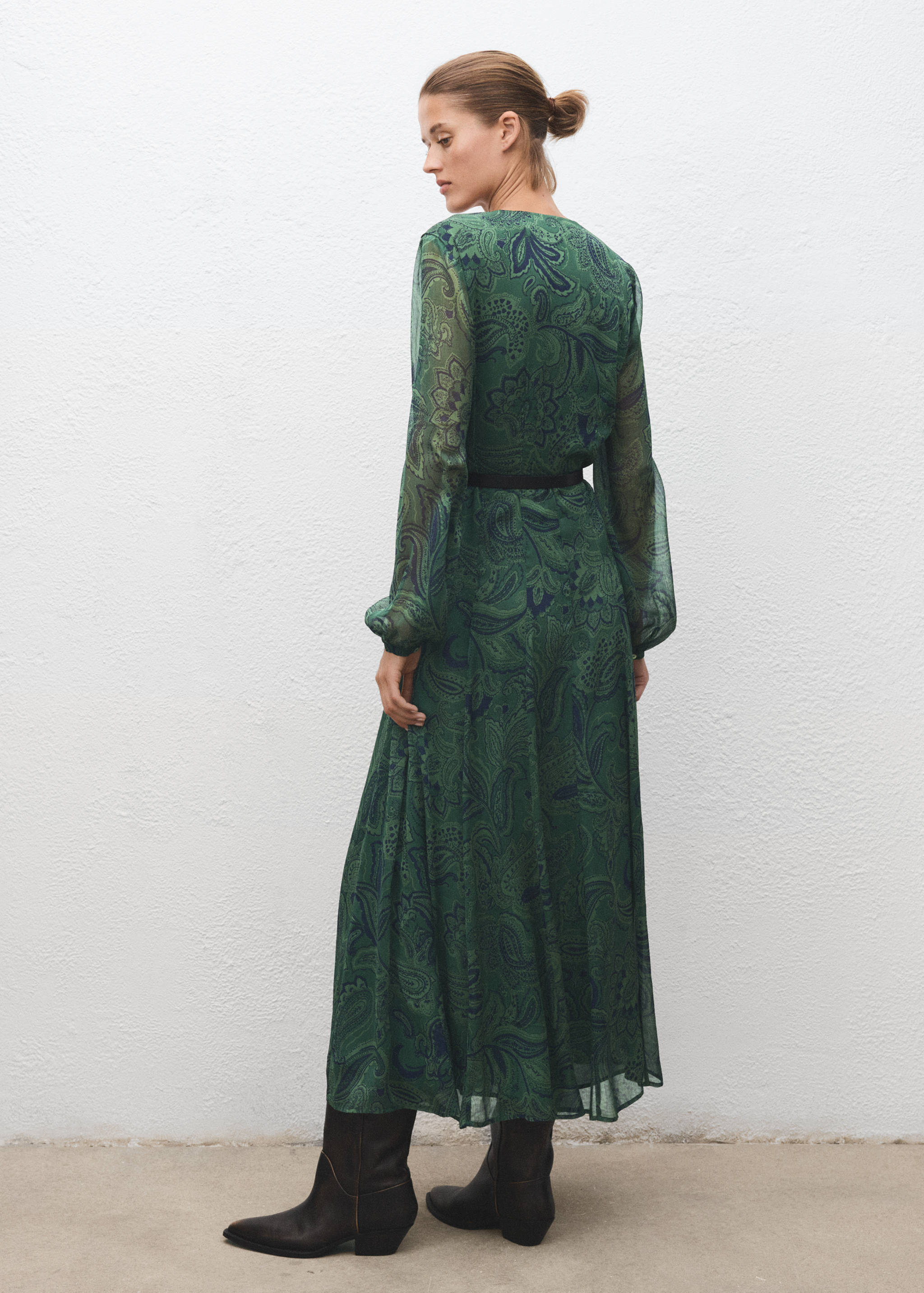 Belt printed dress - Reverse of the article