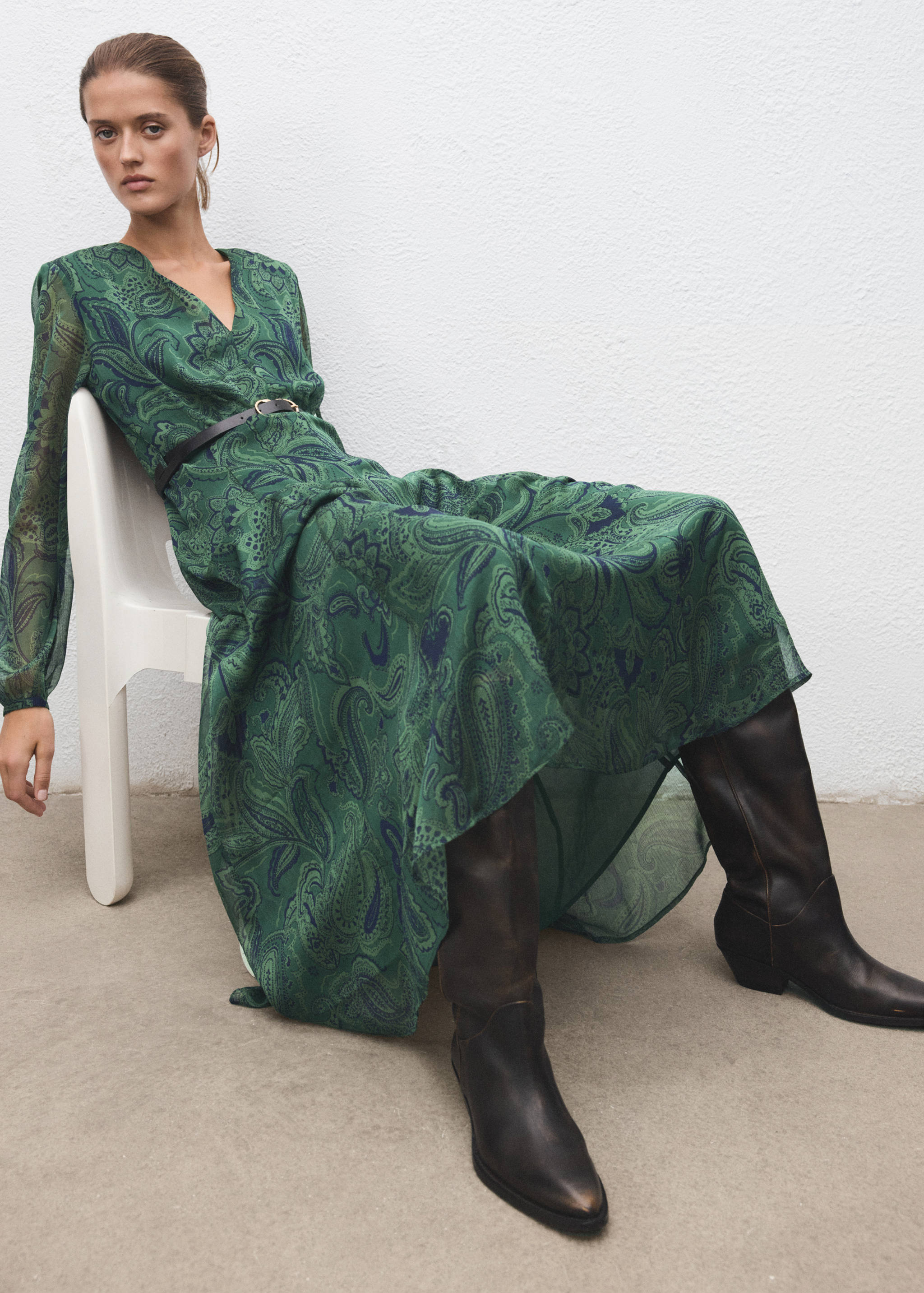 Belt printed dress - Details of the article 2