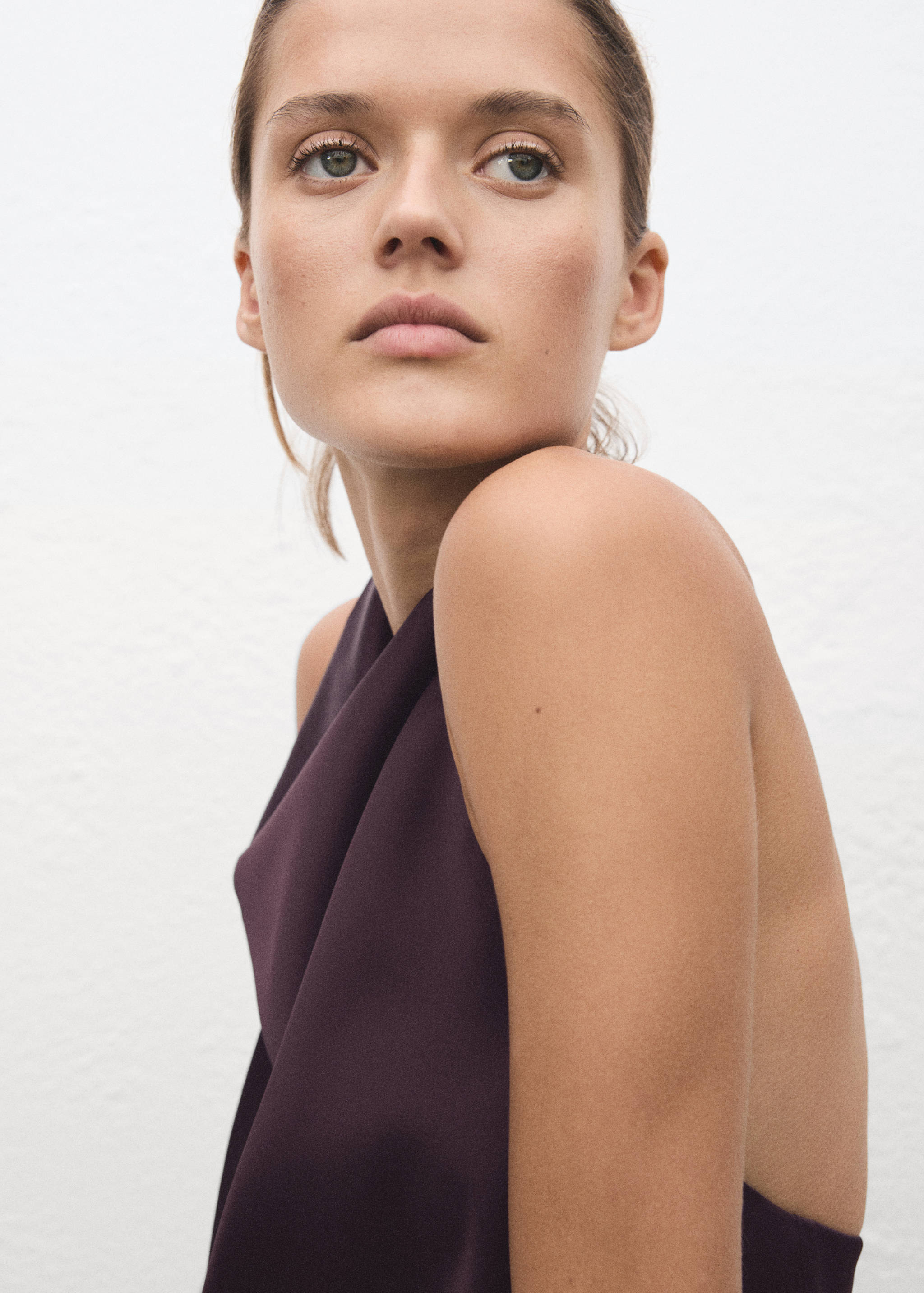 Draped neck satin top - Details of the article 1