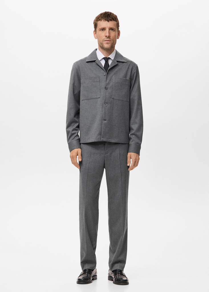 Flowy straight-fit trousers — Grey