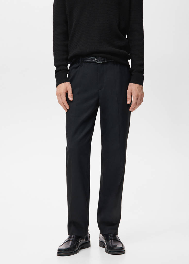 Flowy straight-fit trousers — Black