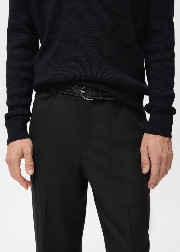 Flowy straight-fit trousers — Black