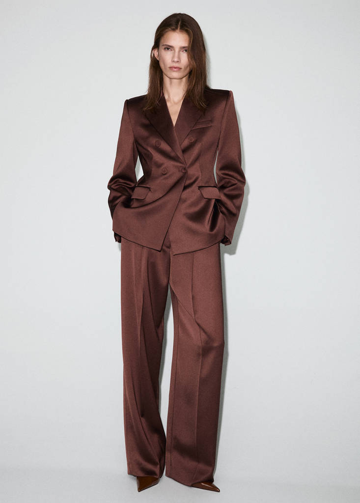 Satin suit jacket — Brown