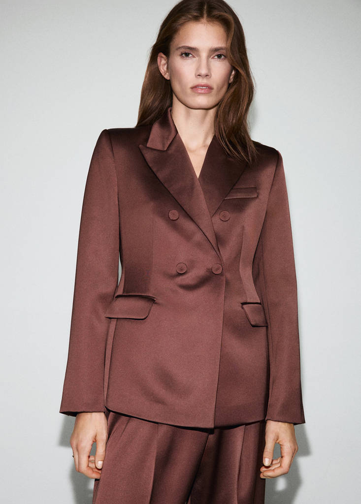 Satin suit jacket — Brown