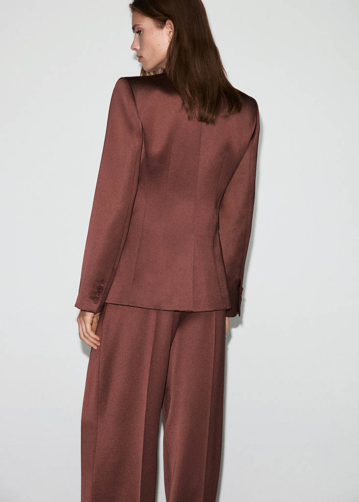 Satin suit jacket — Brown