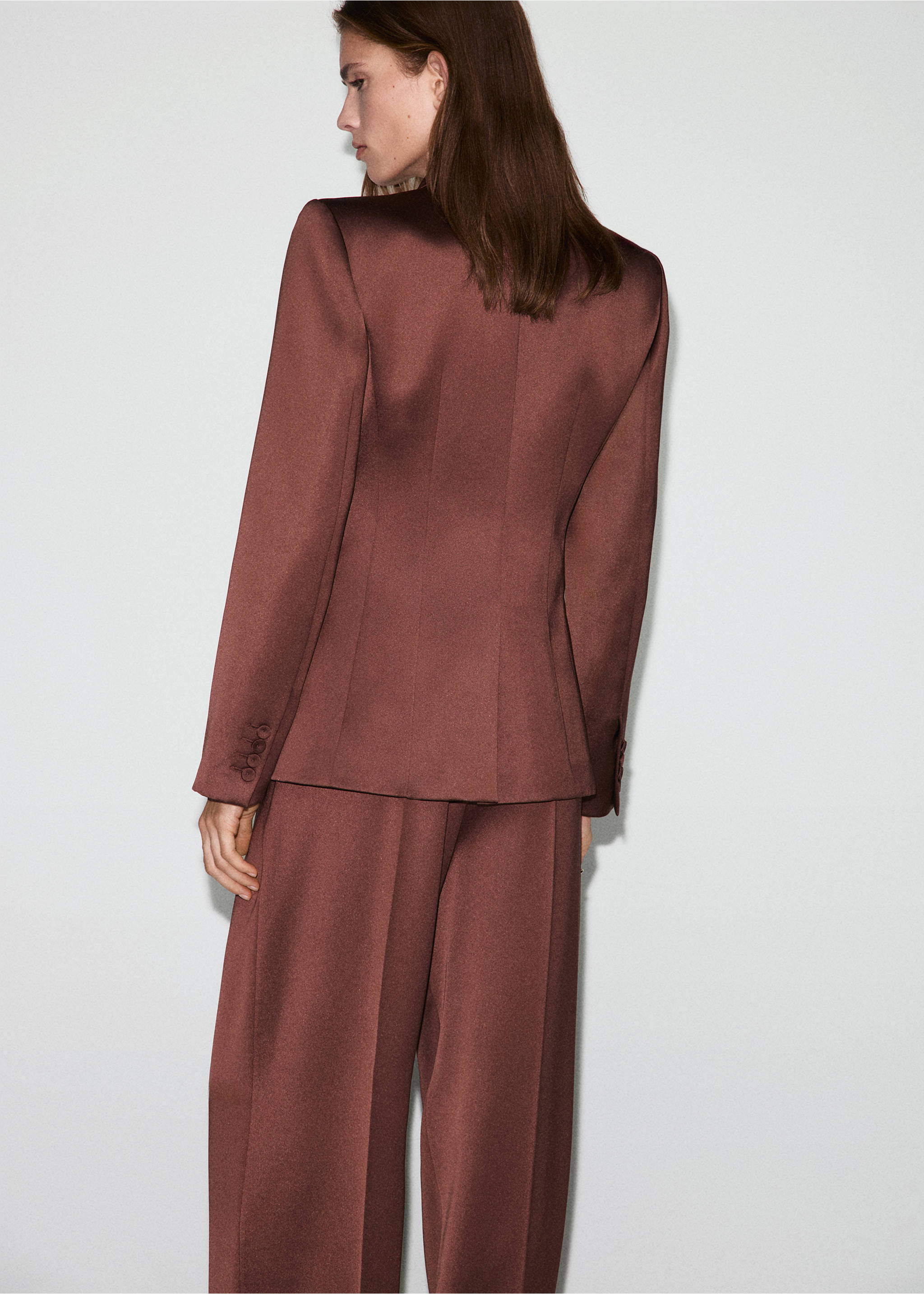 Blazer de costume satiné - Verso de l’article, Marron. Ref: 17029408-00.