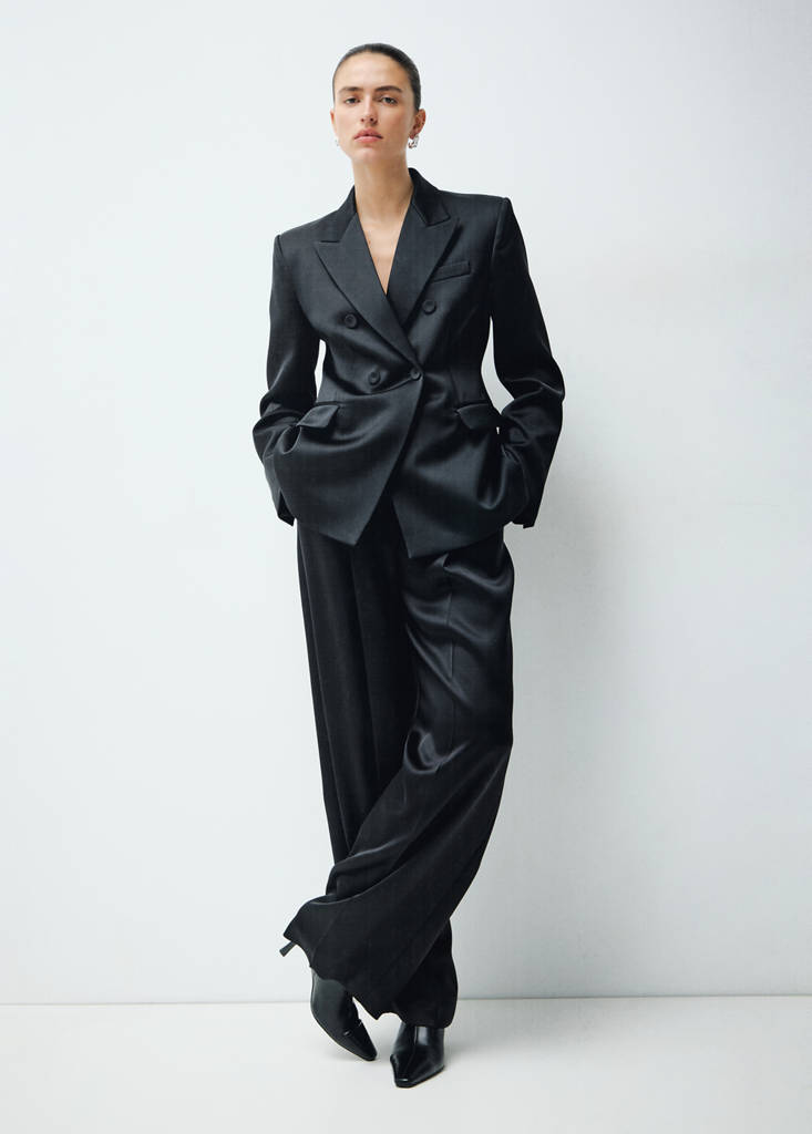 Satin suit jacket — Black