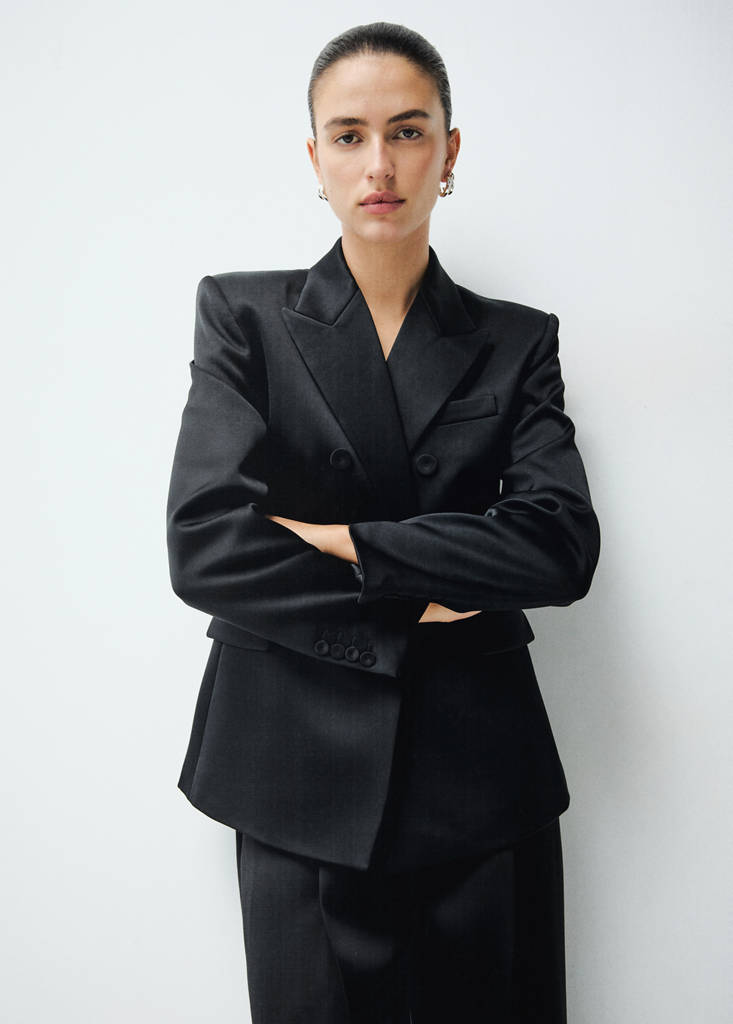 Satin suit jacket — Black