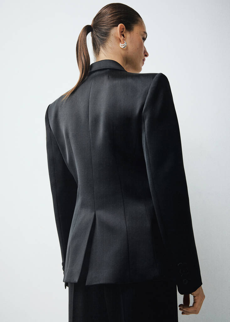Satin suit jacket — Black