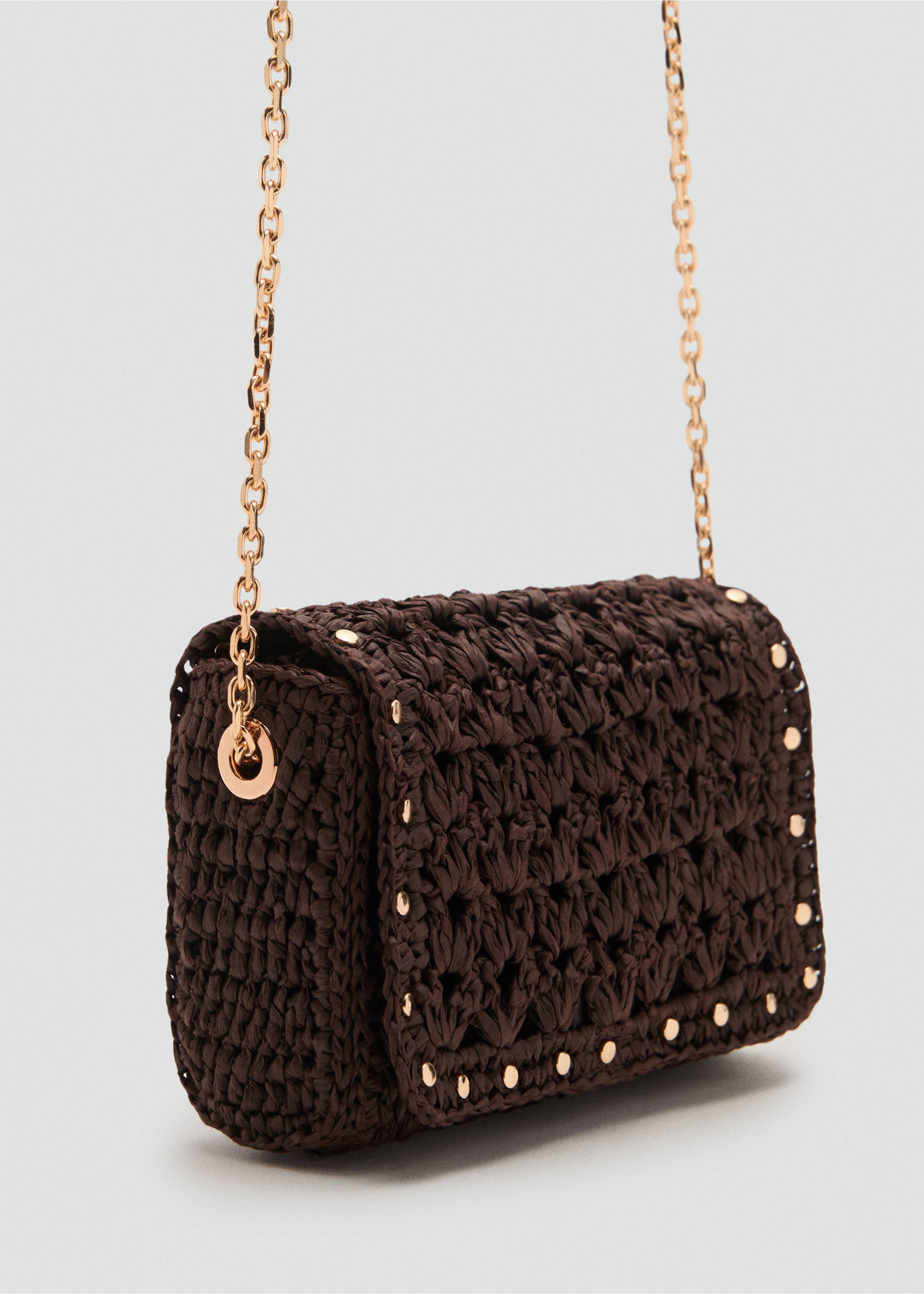 Bolso mini bandolera fibra natural - Plano medio, Chocolate. Ref: 17031121-00.
