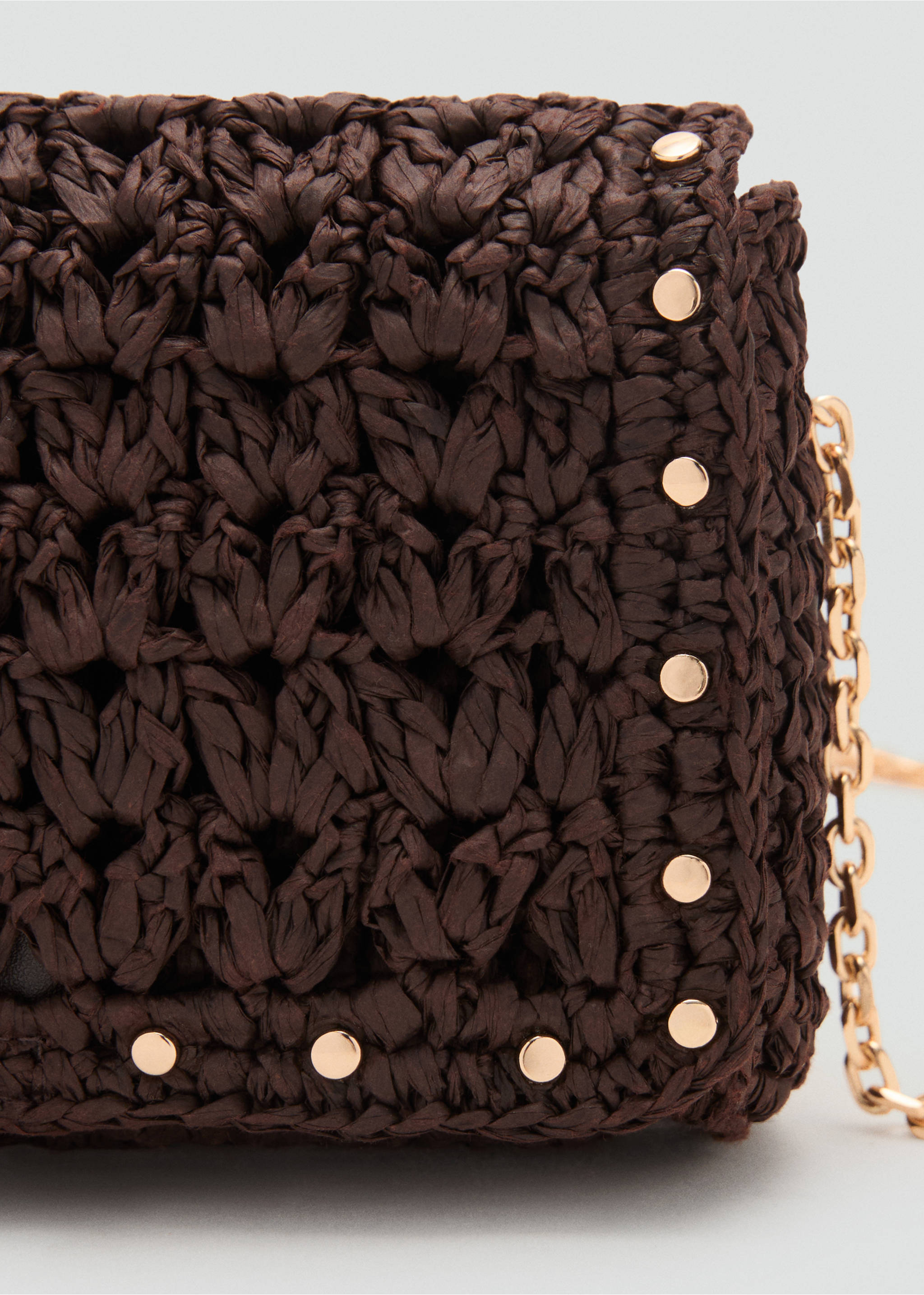 Bolso mini bandolera fibra natural - Detalle del artículo 2, Chocolate. Ref: 17031121-00.