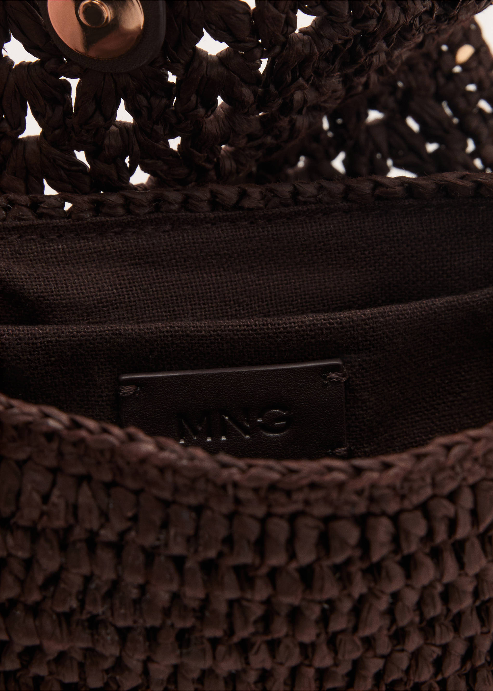 Bolso mini bandolera fibra natural - Detalle del artículo 3, Chocolate. Ref: 17031121-00.